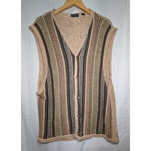 Western Striped Knit Sweater Vest Sz L Southwestern 90s‎ Earthy Boho unisex